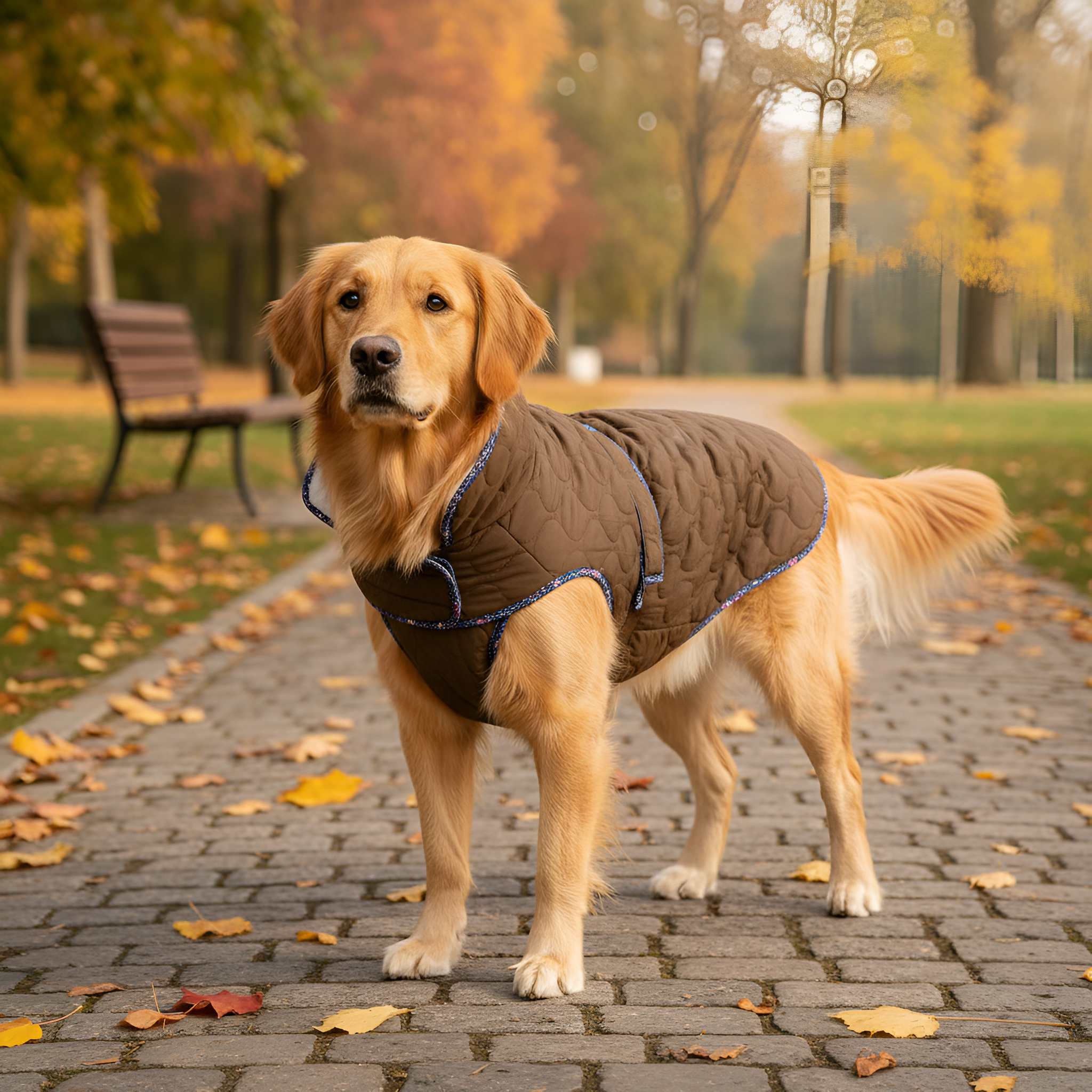 Winter Warm Dog Jacket With Fleece Lining And Quilted Design