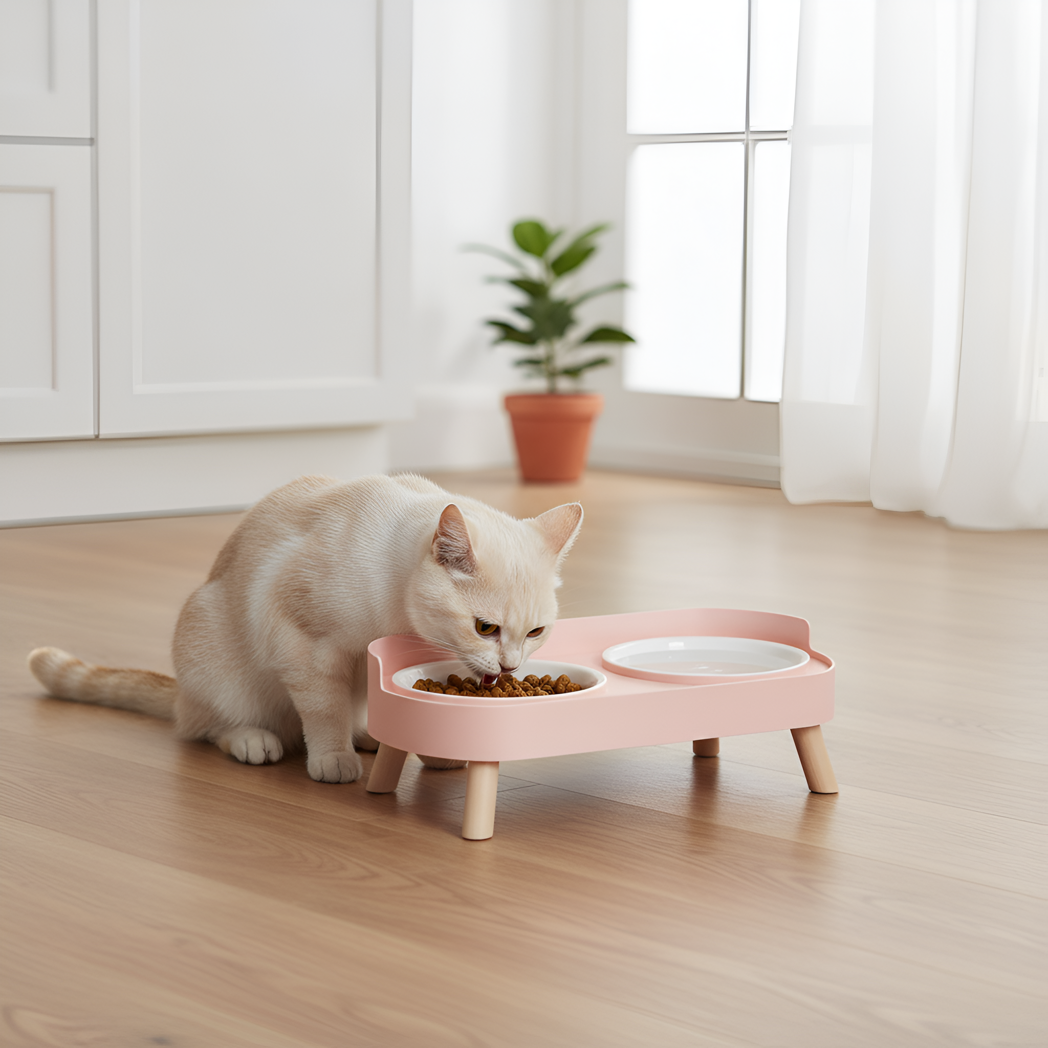 Elevated Double Pet Bowl Set With Stand Stainless Steel Food And Water Bowls