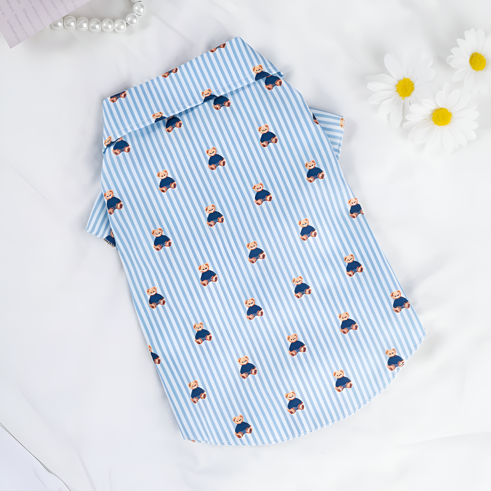 Tropical Print Pet Shirt With Pineapple And Hibiscus Design