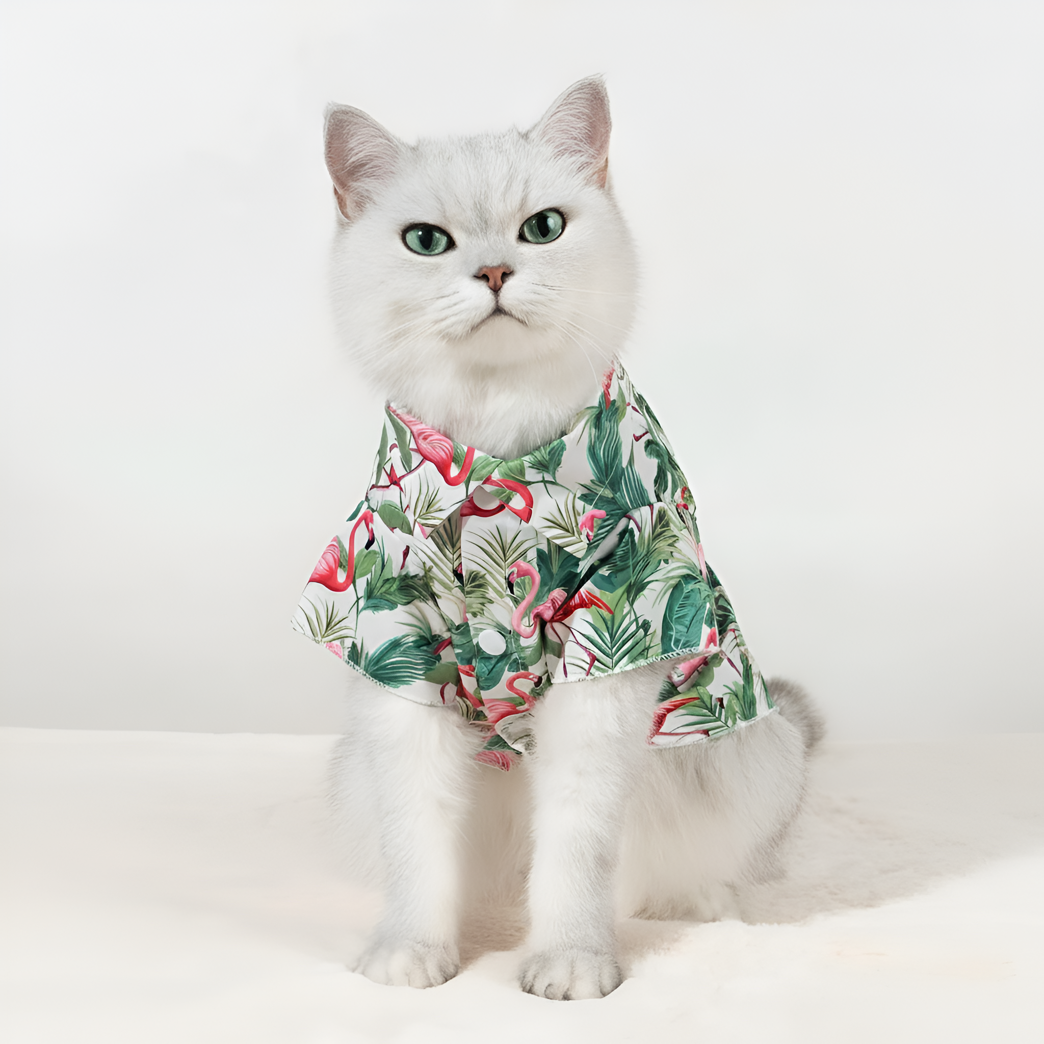 Tropical Print Pet Shirt With Pineapple And Hibiscus Design