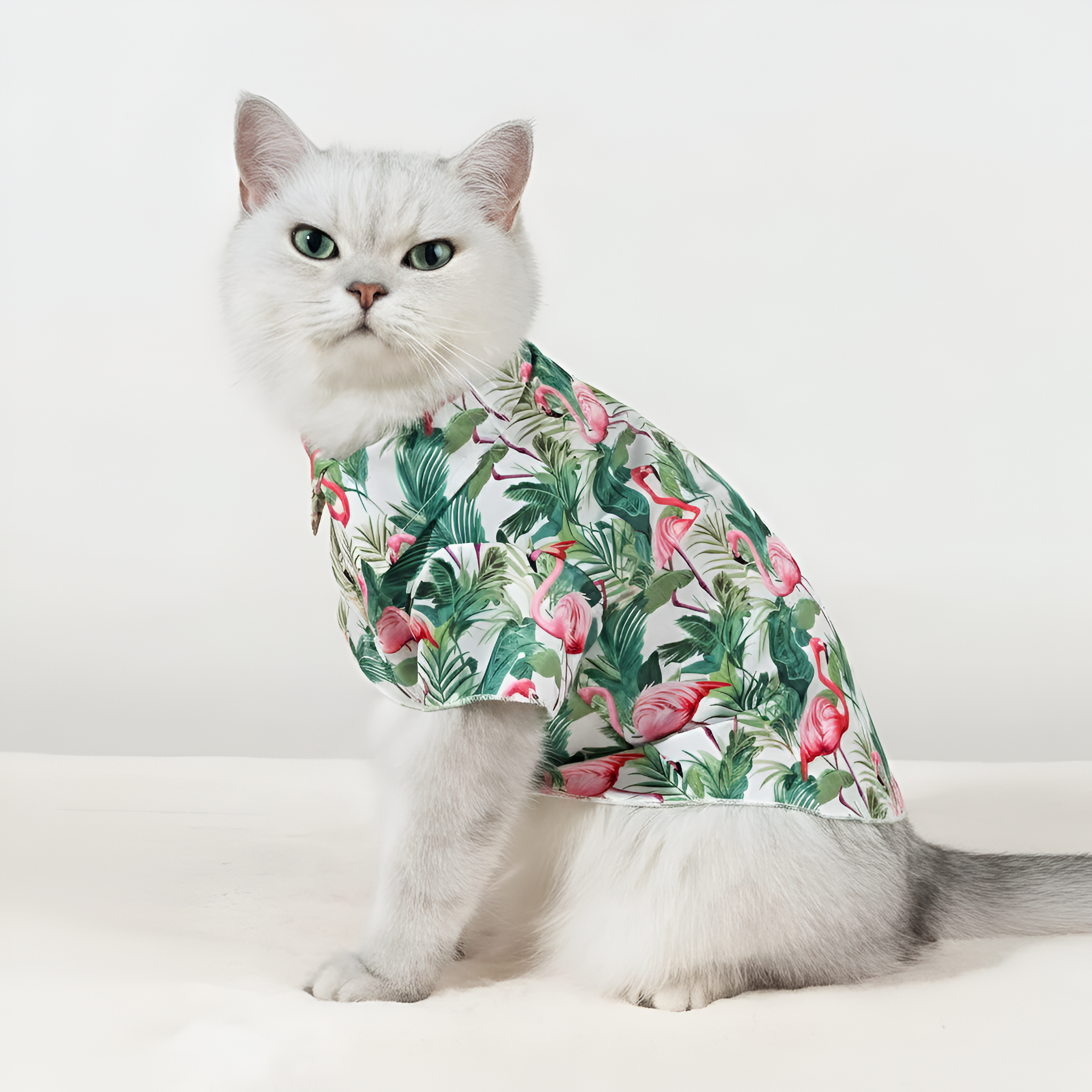 Tropical Print Pet Shirt With Pineapple And Hibiscus Design