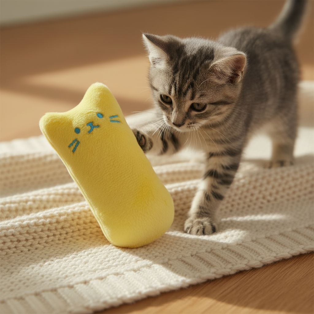 Soft Plush Catnip Pet Toy With Cartoon Design For Cats Chew Play