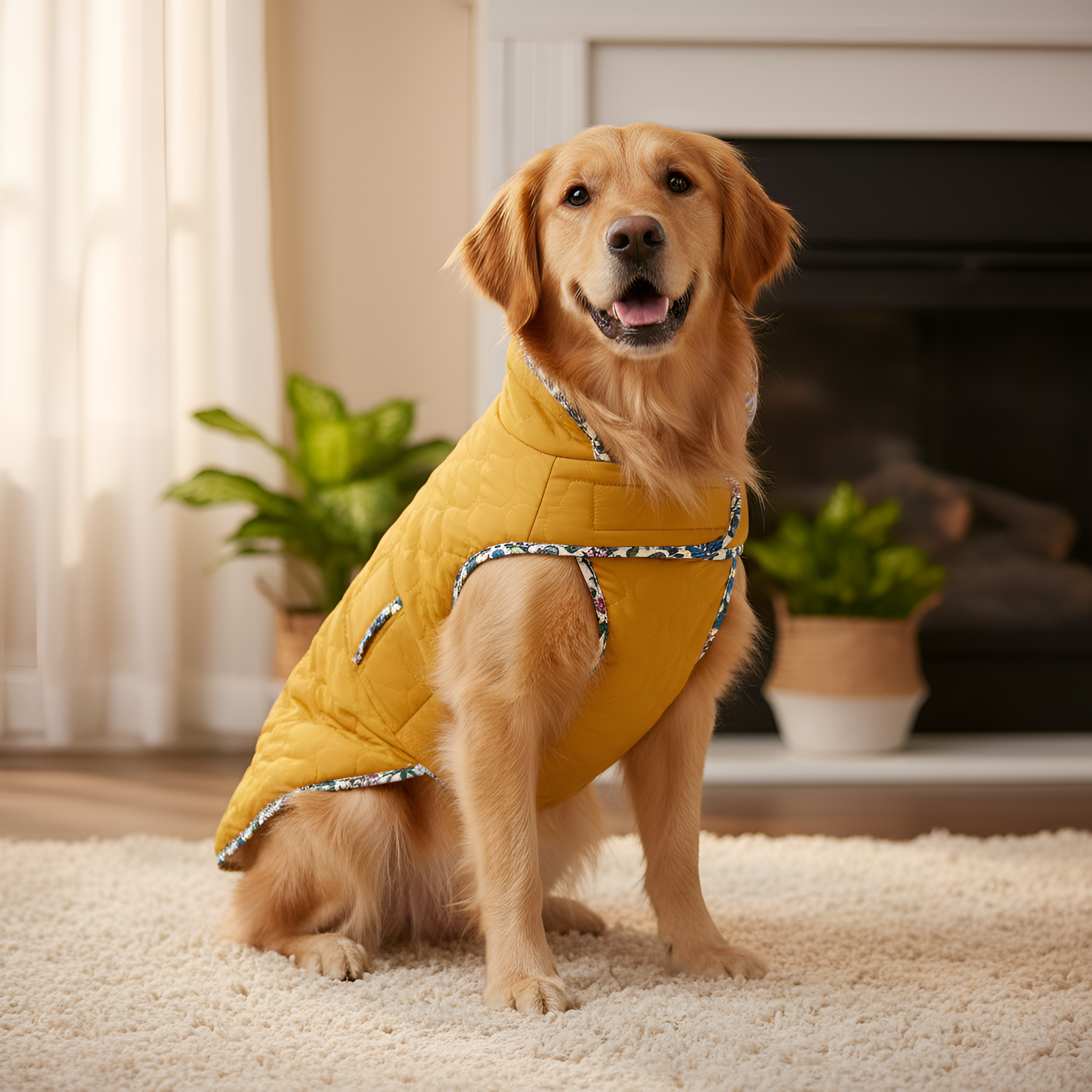 Winter Warm Dog Jacket With Fleece Lining And Quilted Design