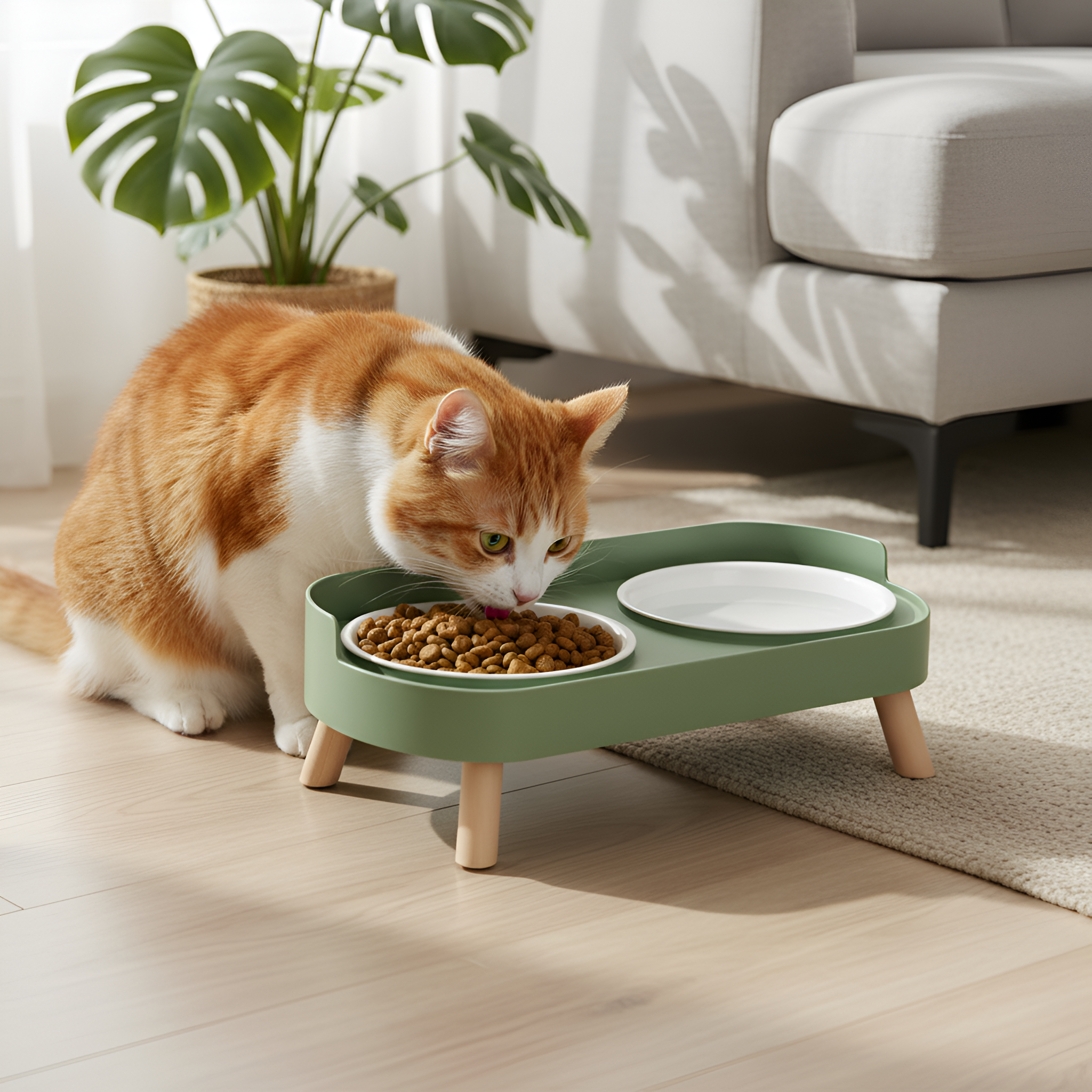 Elevated Double Pet Bowl Set With Stand Stainless Steel Food And Water Bowls
