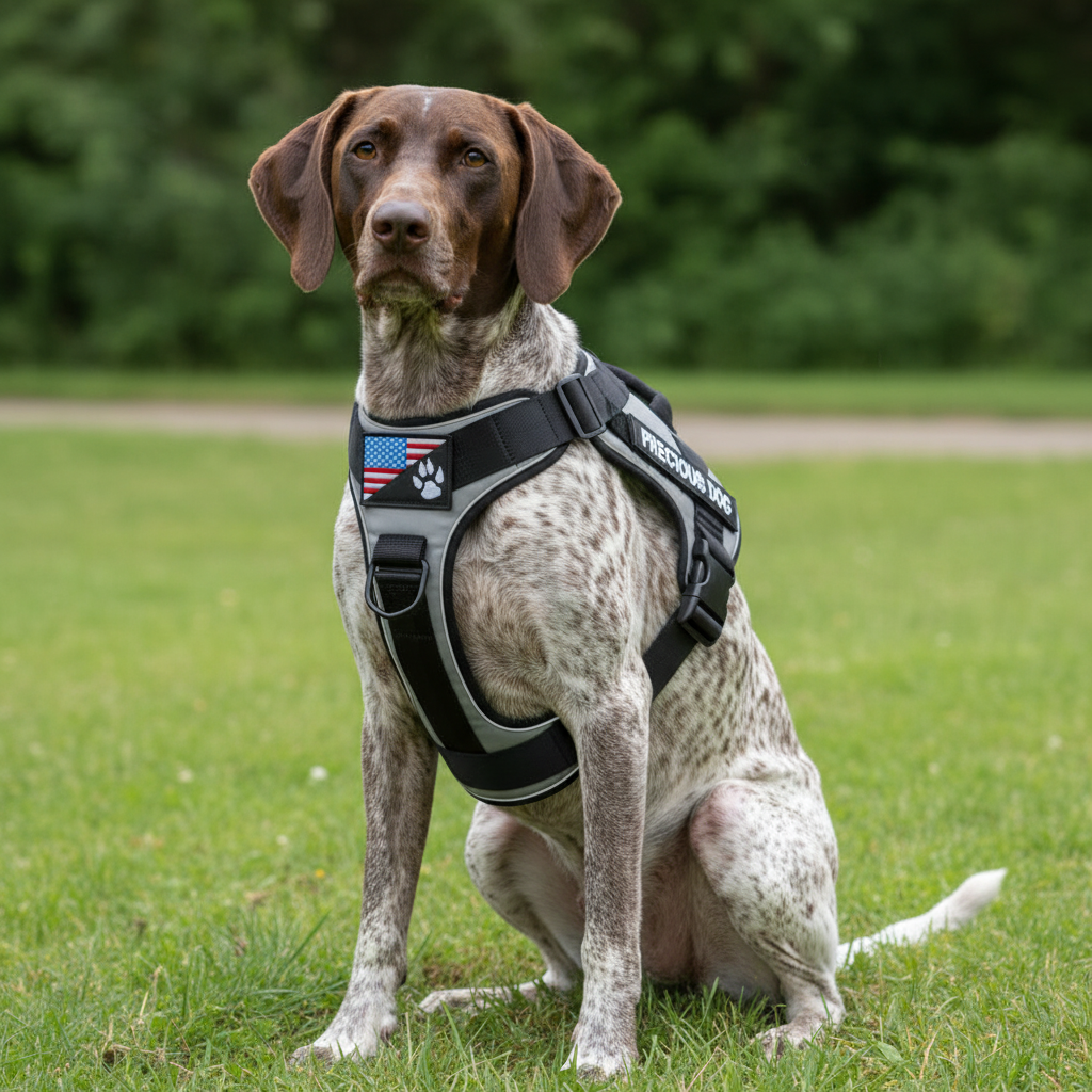 Adjustable Reflective Service Dog Harness With Training Patch Set