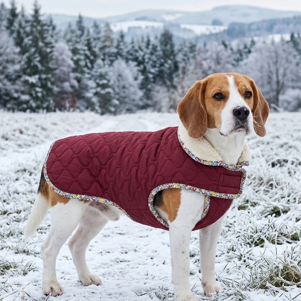 Winter Warm Dog Jacket With Fleece Lining And Quilted Design