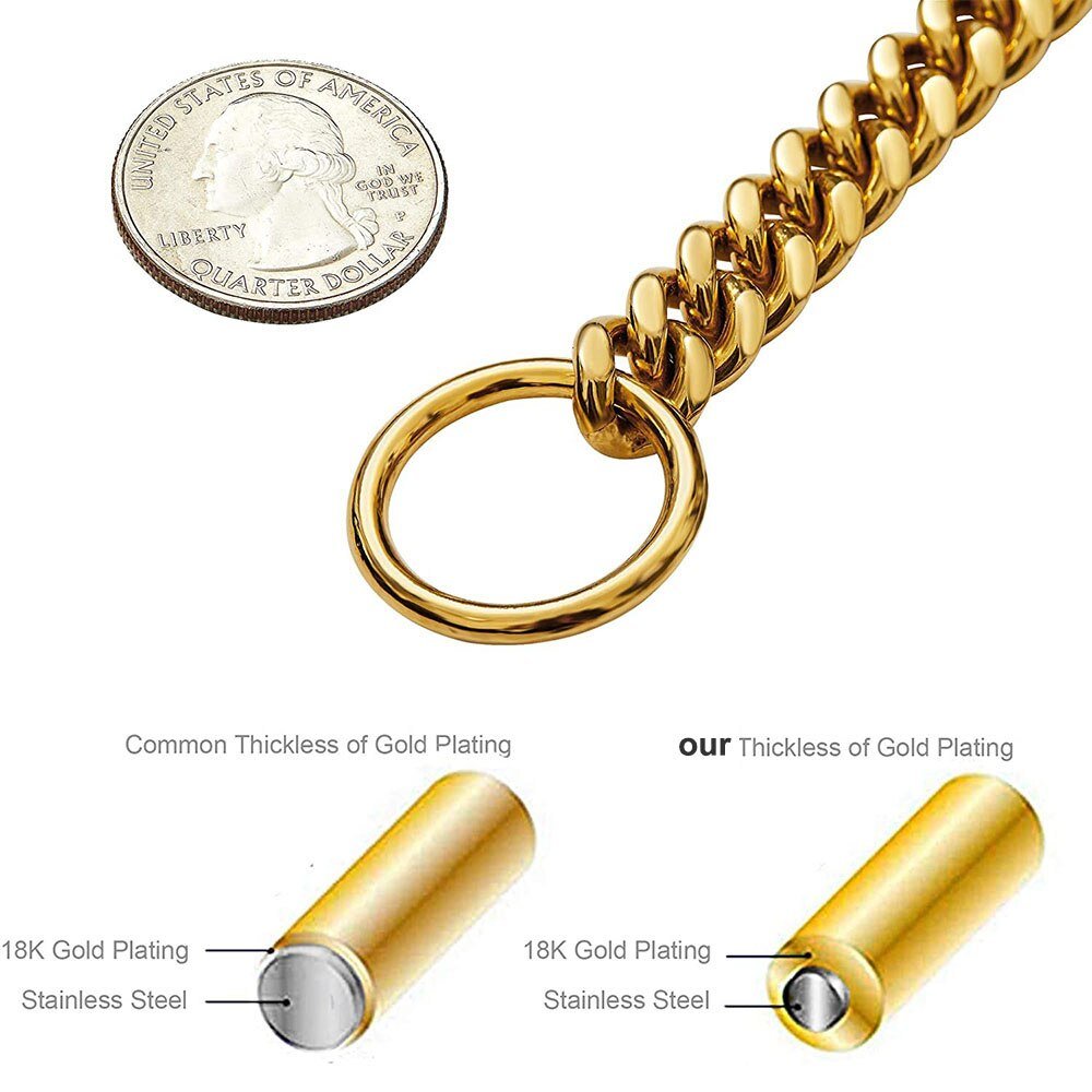 Dog Chain Collar, Black, Gold, Stainless Steel for Dogs Heavy Duty - Gear Elevation