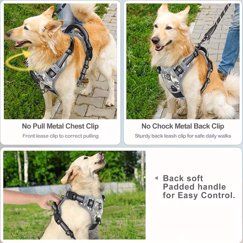 reflective dog harness with handle for easy walking and training 6