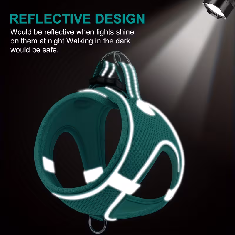 dog harness and leash set reflective soft padded nylon leash breathable mesh vest harness and leash for small and medium dogs 2