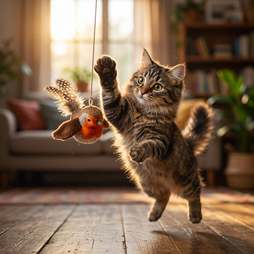 Pack of 2 Realistic Chirping Plush Bird Cat Toy