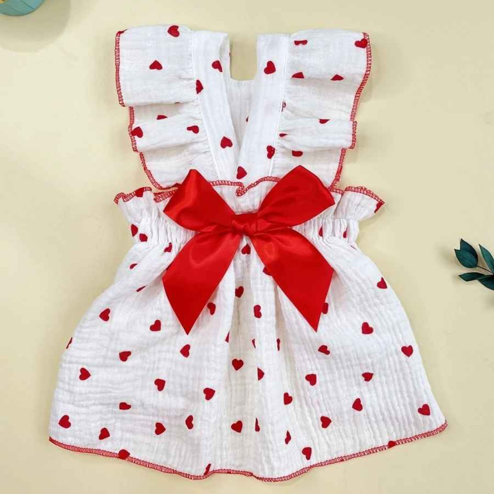 Printed Pet Summer Dress With Bow Detail For Cats And Dogs Stylish Wear