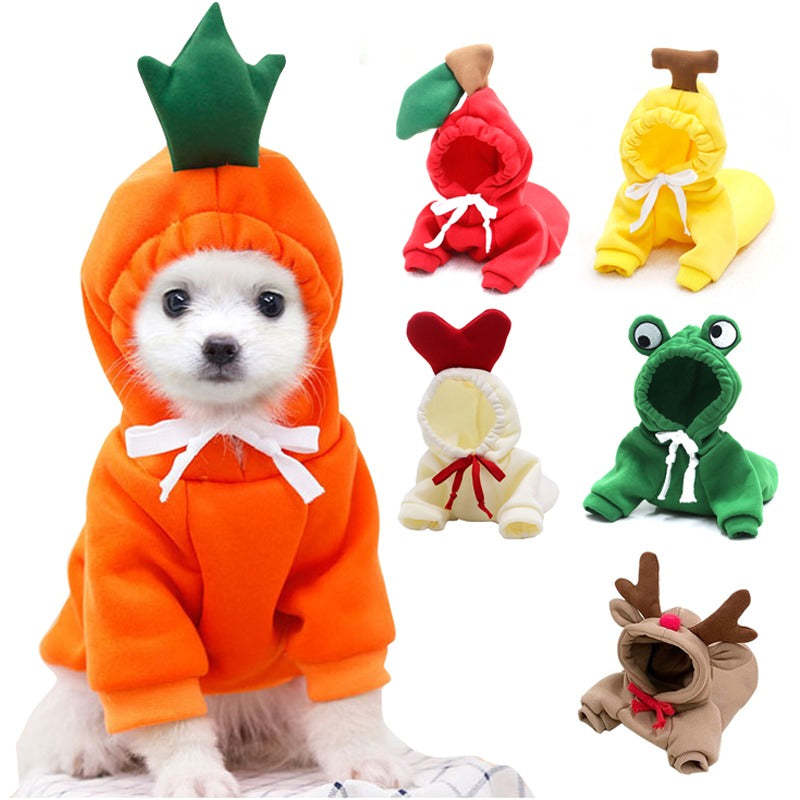 Warm Fleece Fruit Design Hoodies For Small Dogs-Ziggy Dog Training Collar