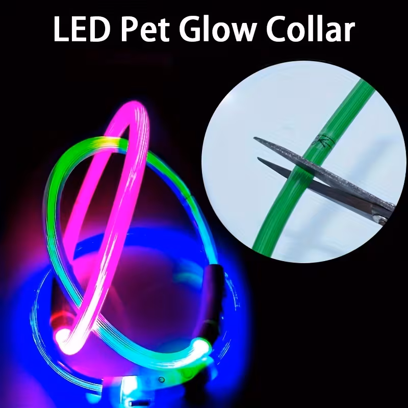 led light collar luminous anti   collar usb rechargeable abs material lithium polymer battery 4