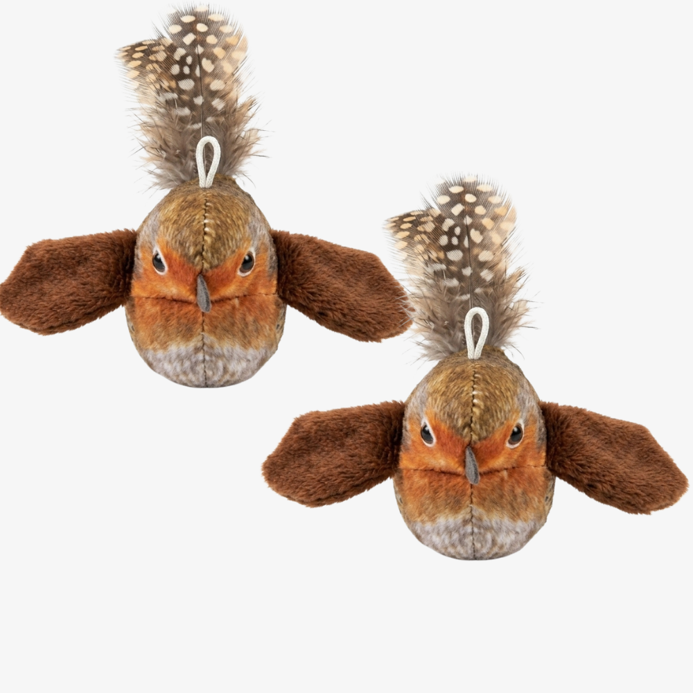 Pack of 2 Realistic Chirping Plush Bird Cat Toy