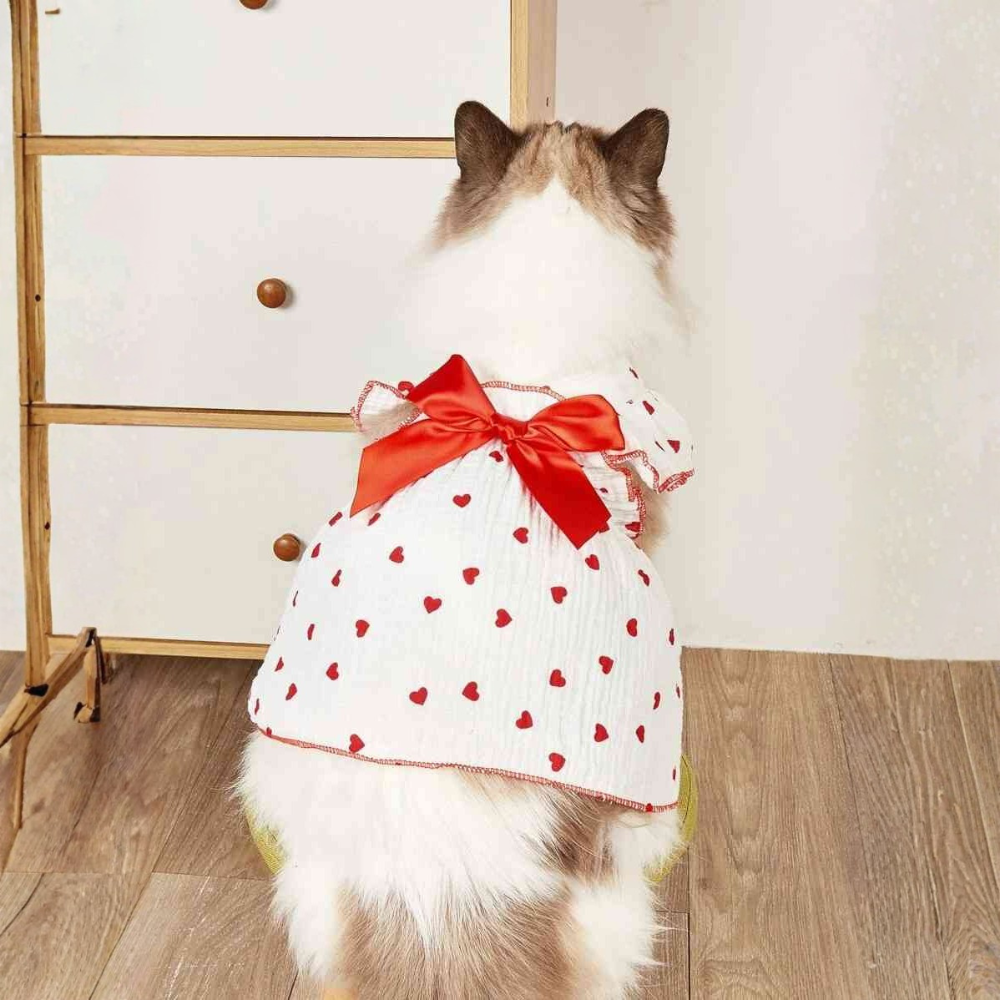 Printed Pet Summer Dress With Bow Detail For Cats And Dogs Stylish Wear