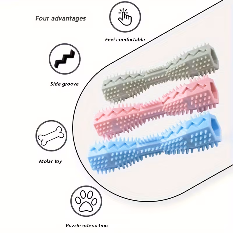 dog toothbrush toy soft rubber molar stick for interactive cleaning chewing 5