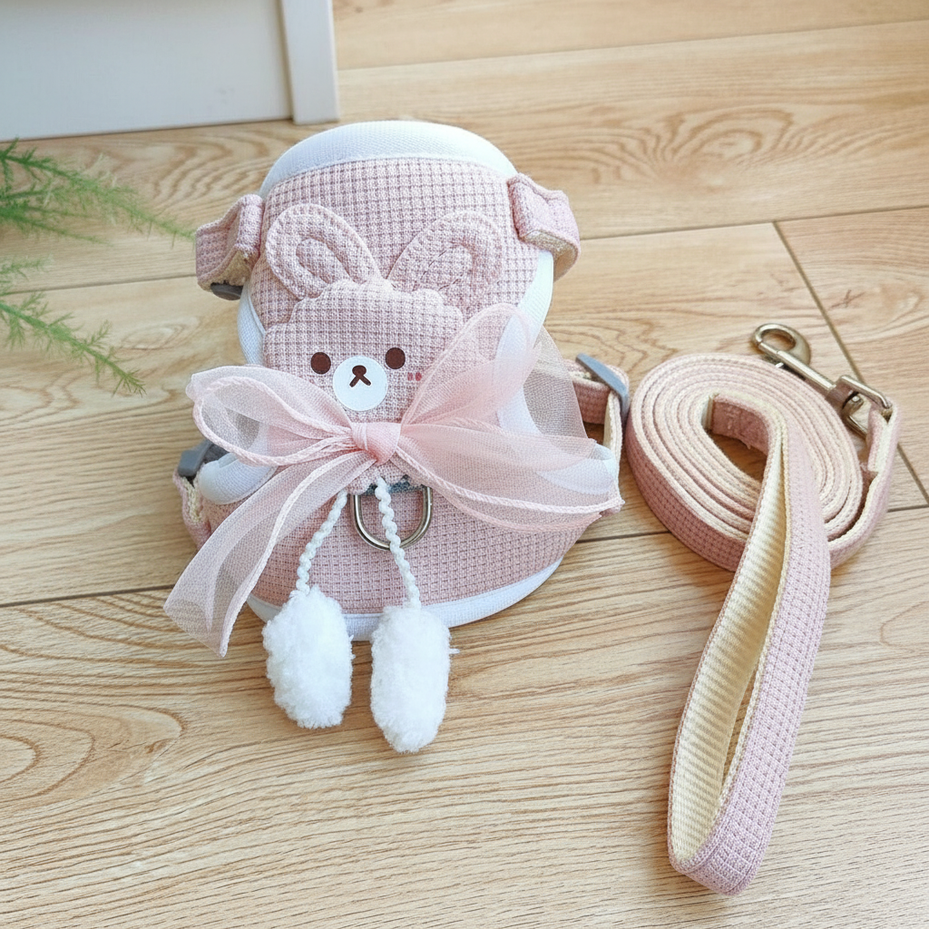 Escape Proof Adjustable Pet Harness Leash Set For Cats And Small Dogs