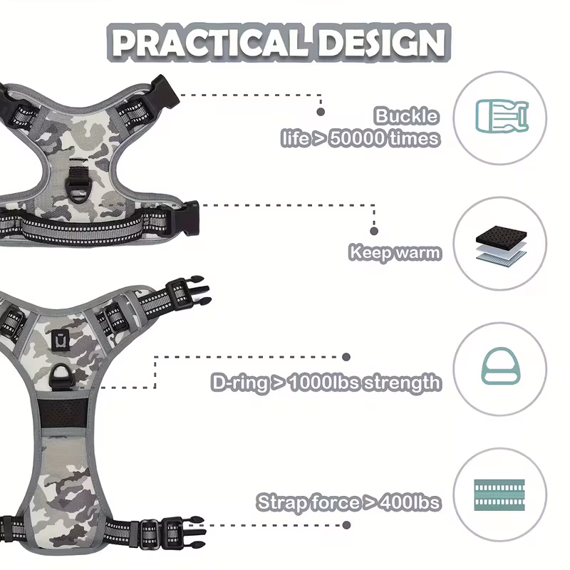 reflective dog harness with handle for easy walking and training 5