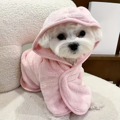 Soft Absorbent Quick Dry Pet Bath Towel Robe with Closure