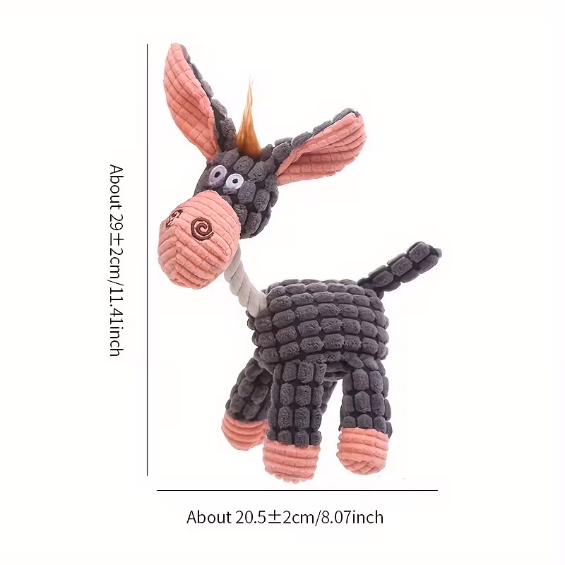 plush donkey shaped pet dog toy bite resistant and grinding teeth plush toy with bb sound 1
