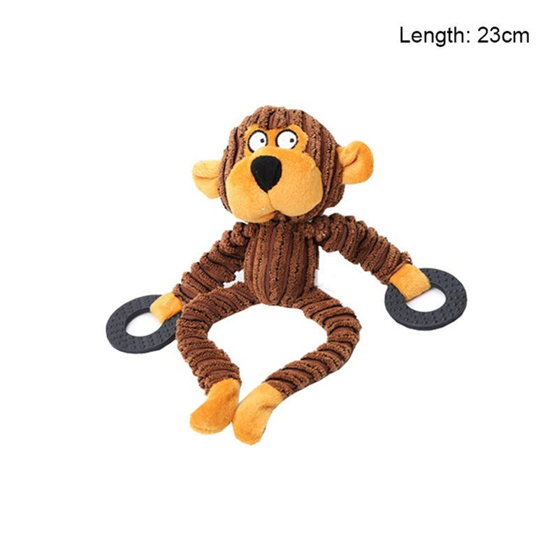 Monkey Shaped Corduroy Chew Toy For Dogs-Ziggy Dog Training Collar