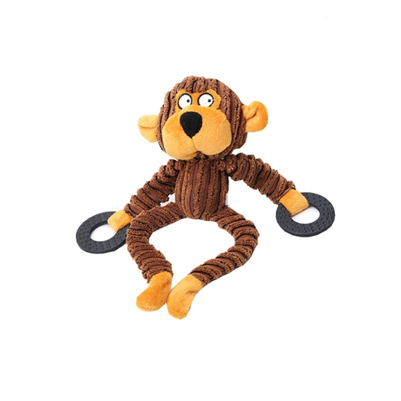 Monkey Shaped Corduroy Chew Toy For Dogs-Ziggy Dog Training Collar