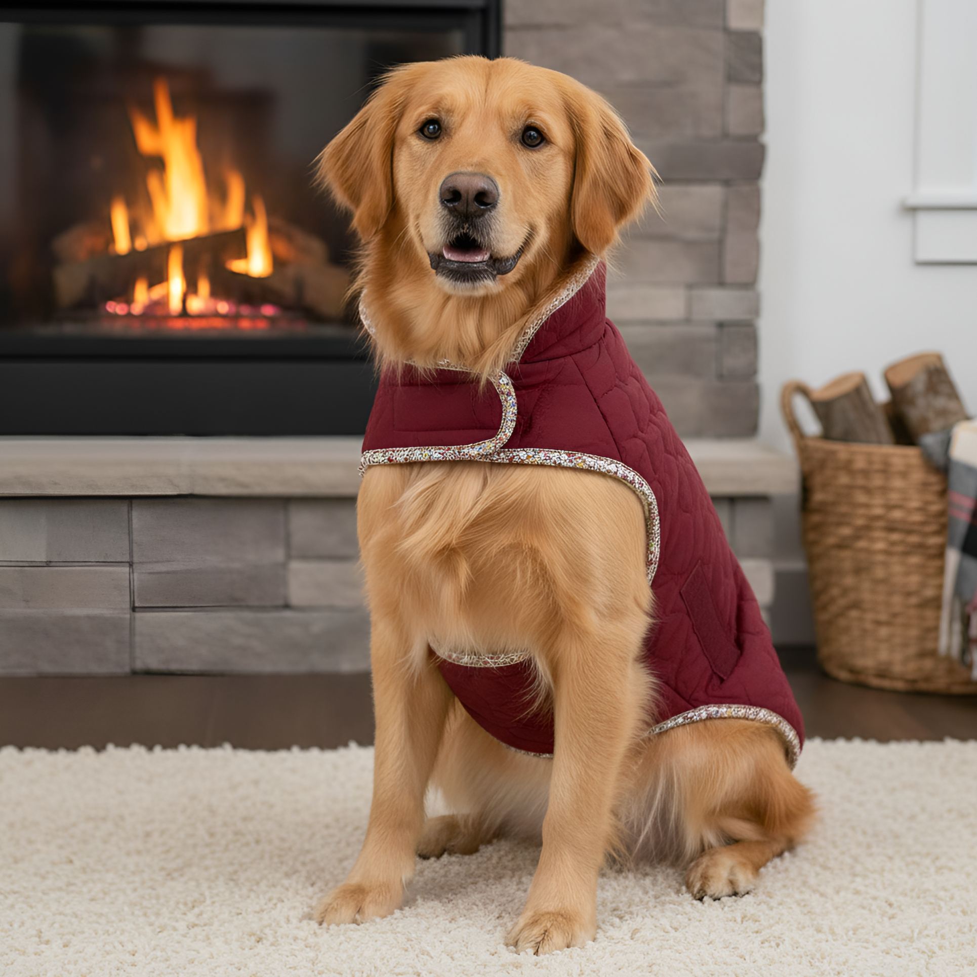 Winter Warm Dog Jacket With Fleece Lining And Quilted Design