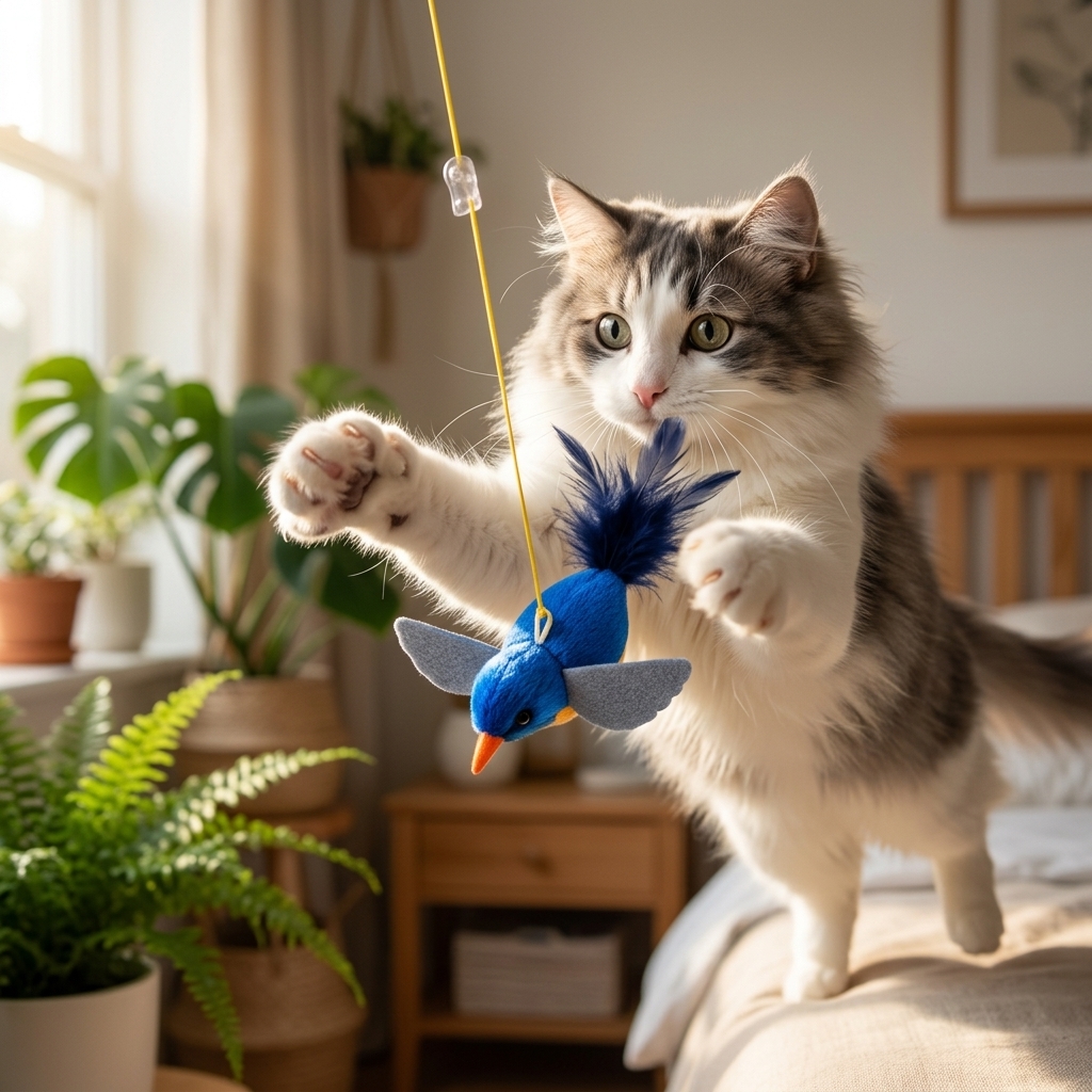 Realistic Chirping Plush Bird Cat Toy