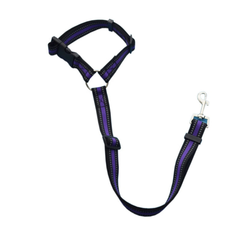 Adjustable Nylon Lead Leash Reflective Seat Belt-Ziggy Dog Training Collar