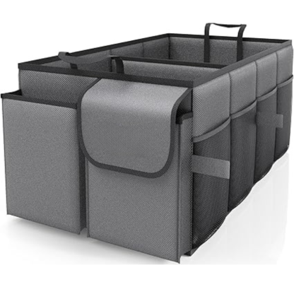 Foldable Car Trunk Organizer With Adjustable Compartments-Wireless Car Play Tech