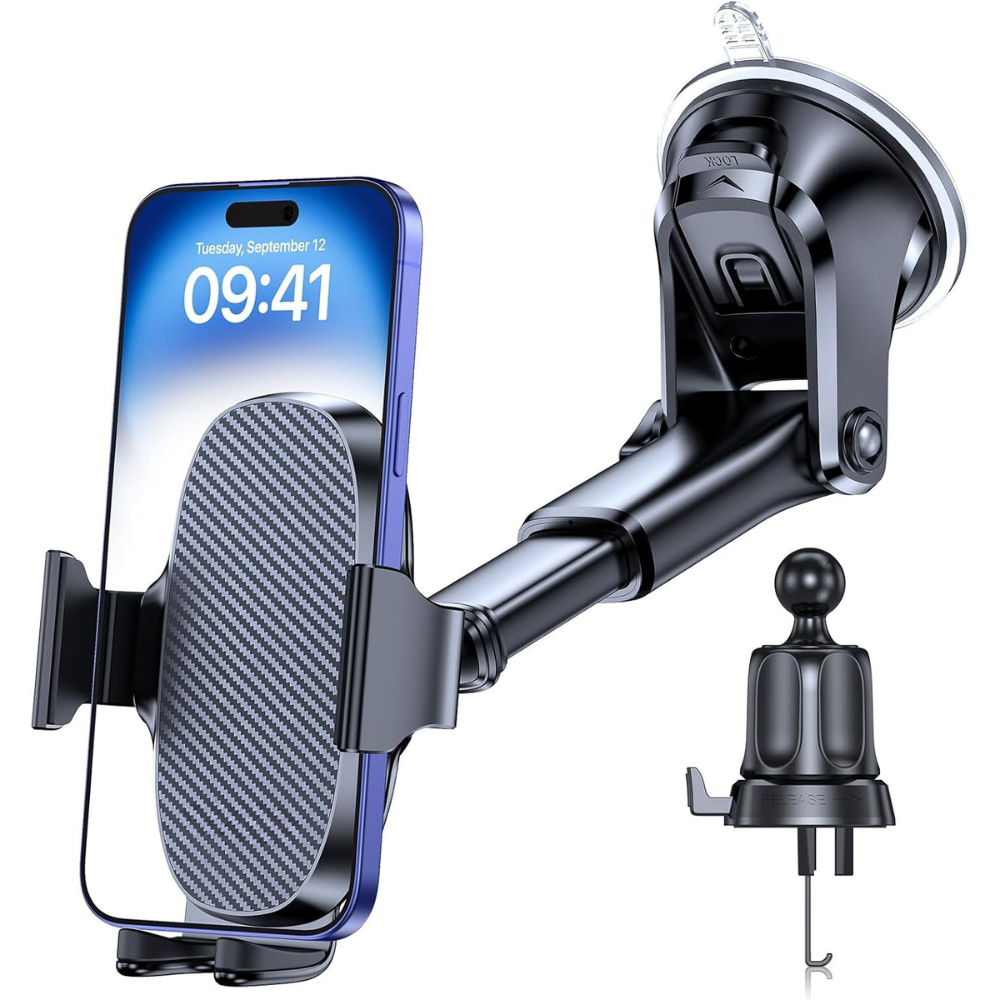 3 in 1 Car Dashboard Phone Mount Flexible Windshield Vent-Wireless Car Play Tech