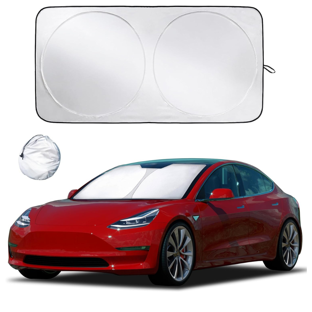 Foldable Car Sun Shade for Windshield with Storage Pouch-Wireless Car Play Tech