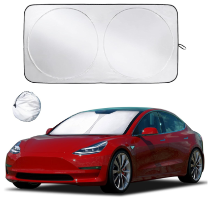 Foldable Car Sun Shade for Windshield with Storage Pouch-Wireless Car Play Tech