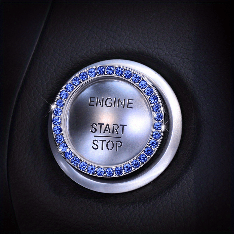 Car Start Button Rhinestone Ring Dashboard Ignition Decor