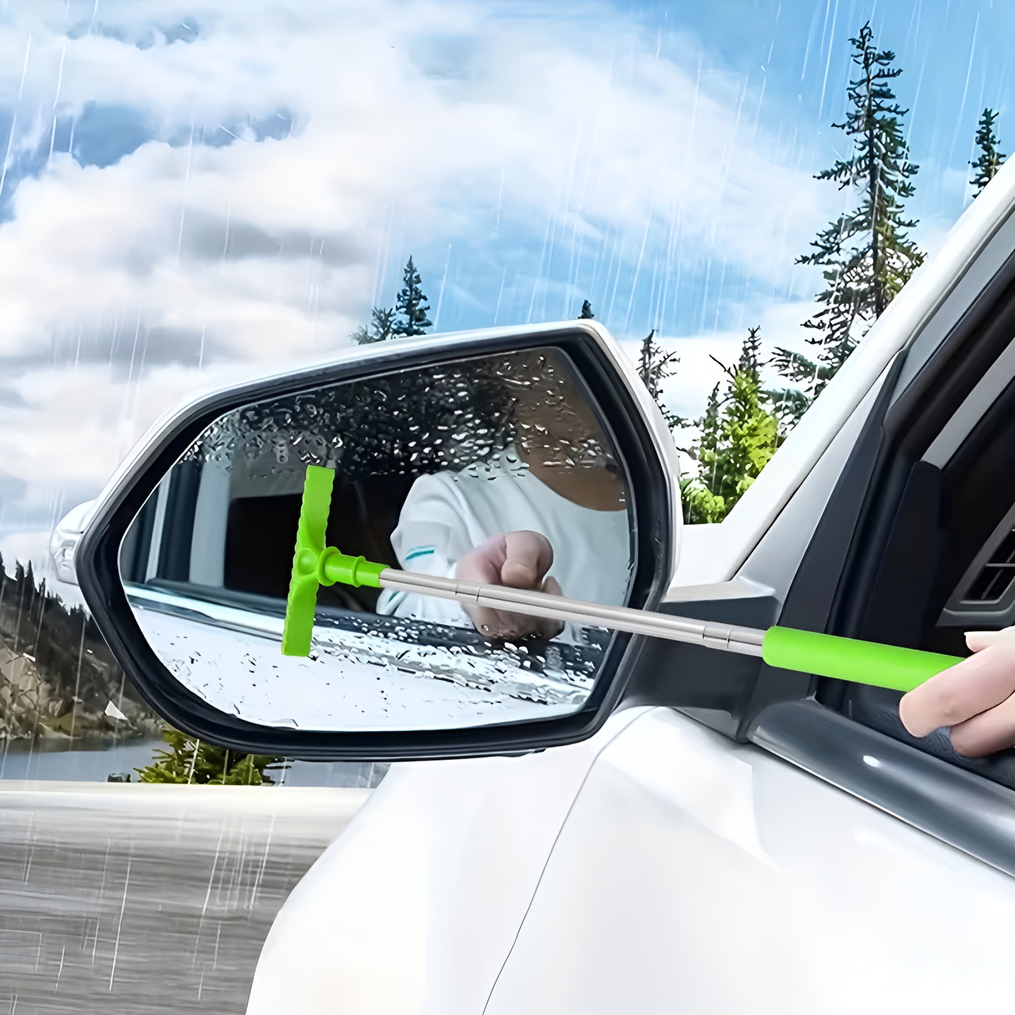 Portable Car Mirror Water Scraper With Extendable Handle