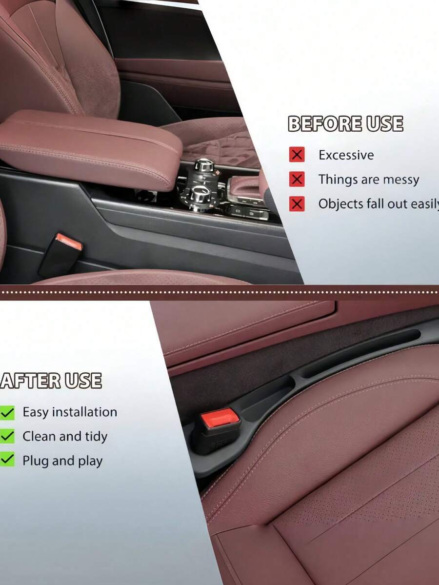4/2pcs Car Seat Gap Filler Leak Proof And Anti-Drop For Storage Phone Key Small Items Multifunctional Seam Organizer Center Console Side Armrest Box Car Seat Gap Storage Men And Women Car Essential Accessories Car Interior Decorations - Multicolor - View 6