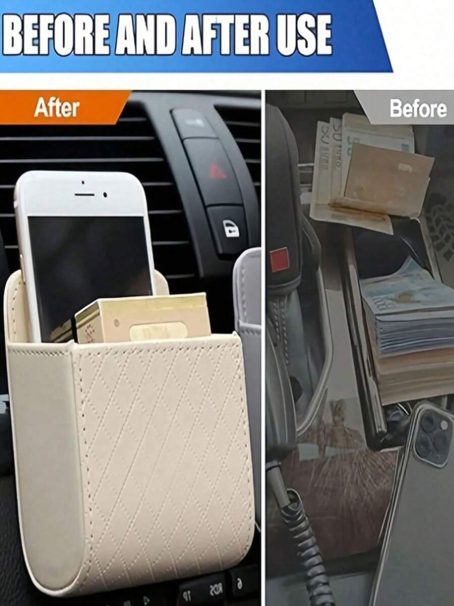 Large Capacity Car Outlet Storage Bag With Hook Car Phone Hanging Bag For Storing Phone Keys Fashion Glasses Coins Other Small Items Multifunctional Car Storage Box For Various Vehicle Models Men Women Car Interior Decorations Car Essential Accessories - Multicolor - View 4