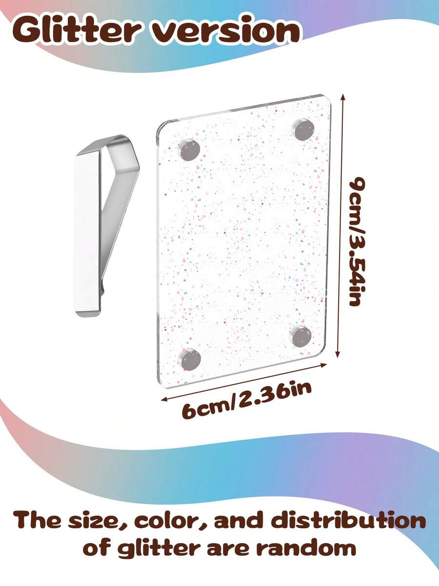 New Car Sun Visor Magnetic Photo Clip, Universal Acrylic Fridge Magnet Transparent Magnetic Instant Photo Frame, Car Sun Visor Photo Frame Clip, Personalized DIY Car Interior Decoration Photo Frame, Couple Gift, Pet Family Memorial Photo Frame Clip - Glitter - View 4