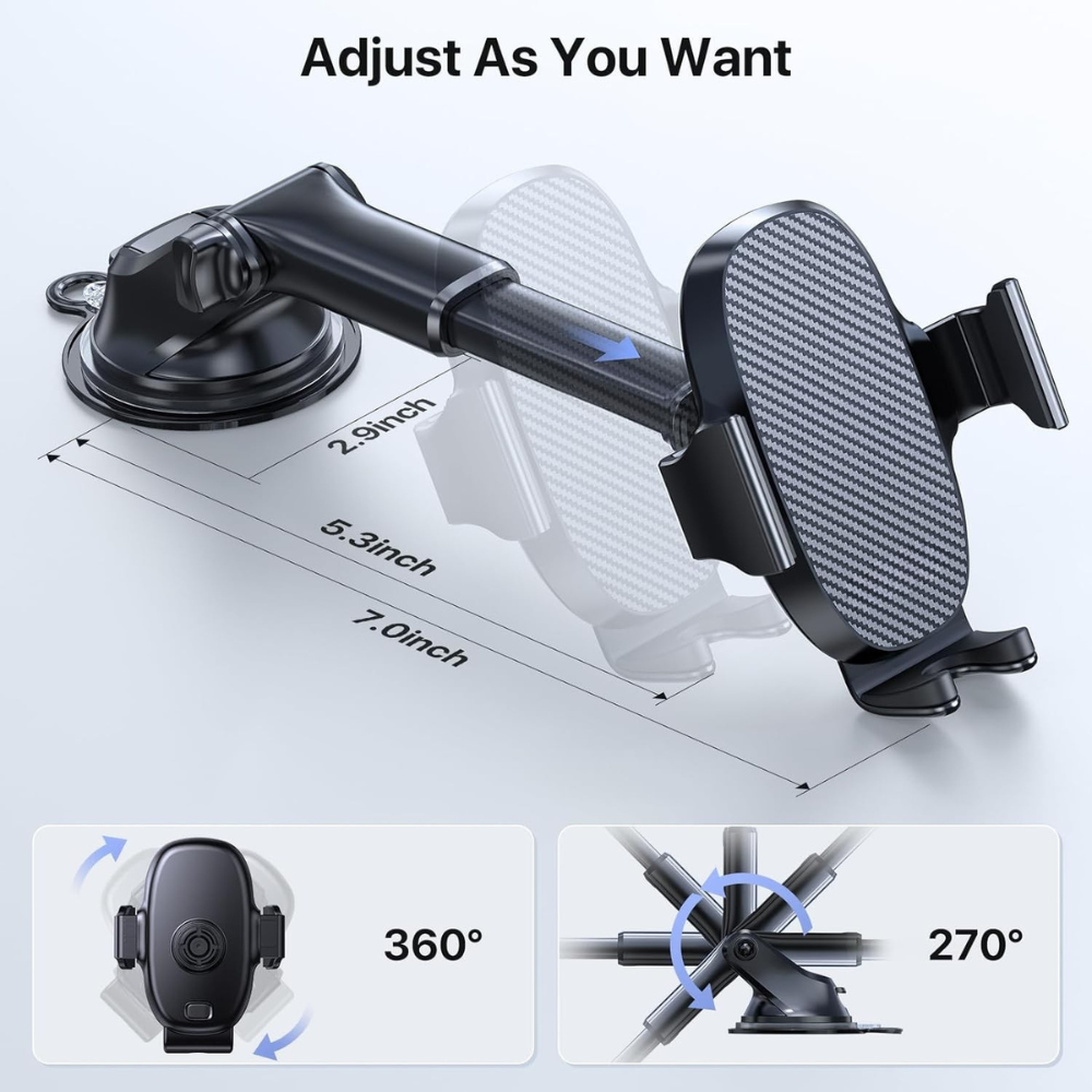 3 in 1 Car Dashboard Phone Mount Flexible Windshield Vent-Wireless Car Play Tech