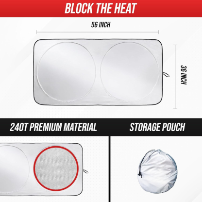 Foldable Car Sun Shade for Windshield with Storage Pouch-Wireless Car Play Tech