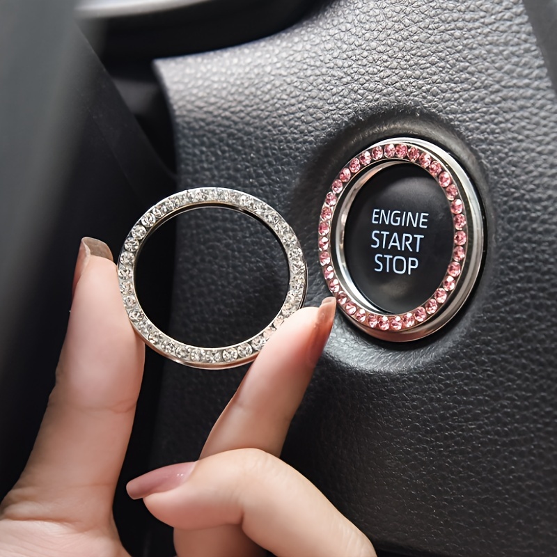 Car Start Button Rhinestone Ring Dashboard Ignition Decor