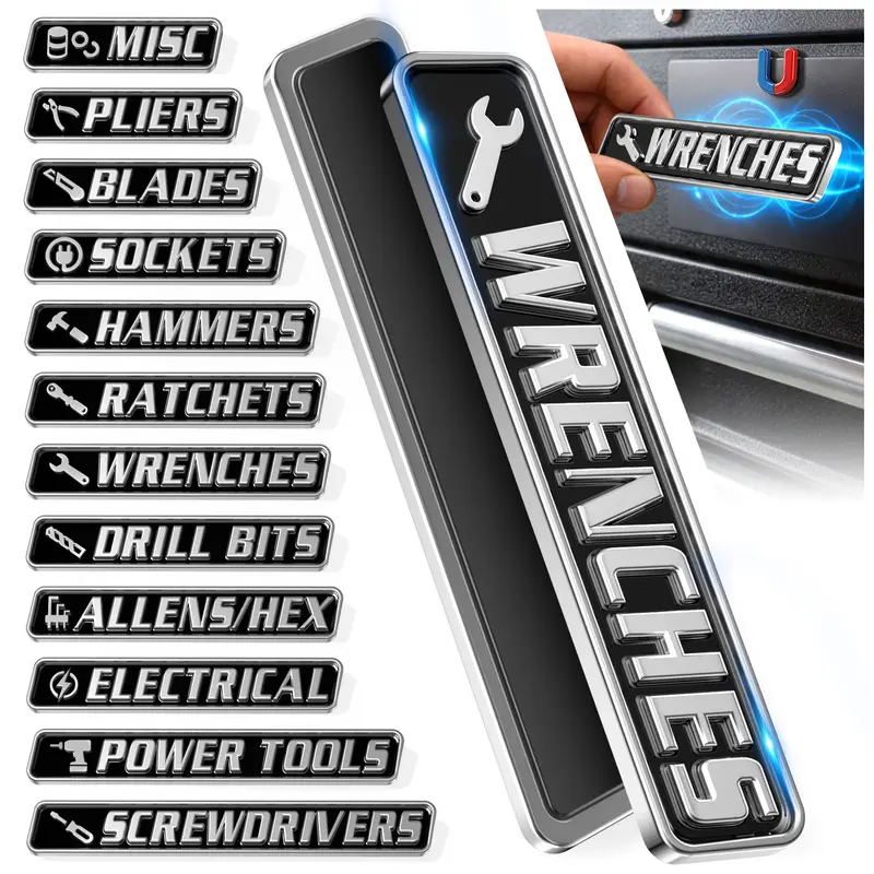 Casual Reusable Magnetic Toolbox Labels For Organization
