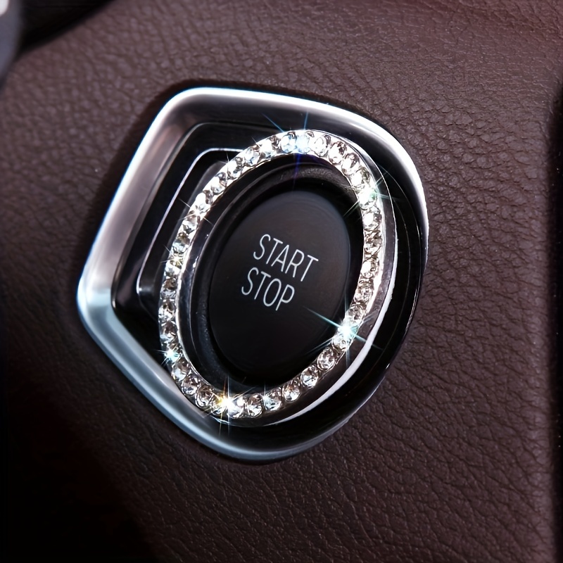 Car Start Button Rhinestone Ring Dashboard Ignition Decor