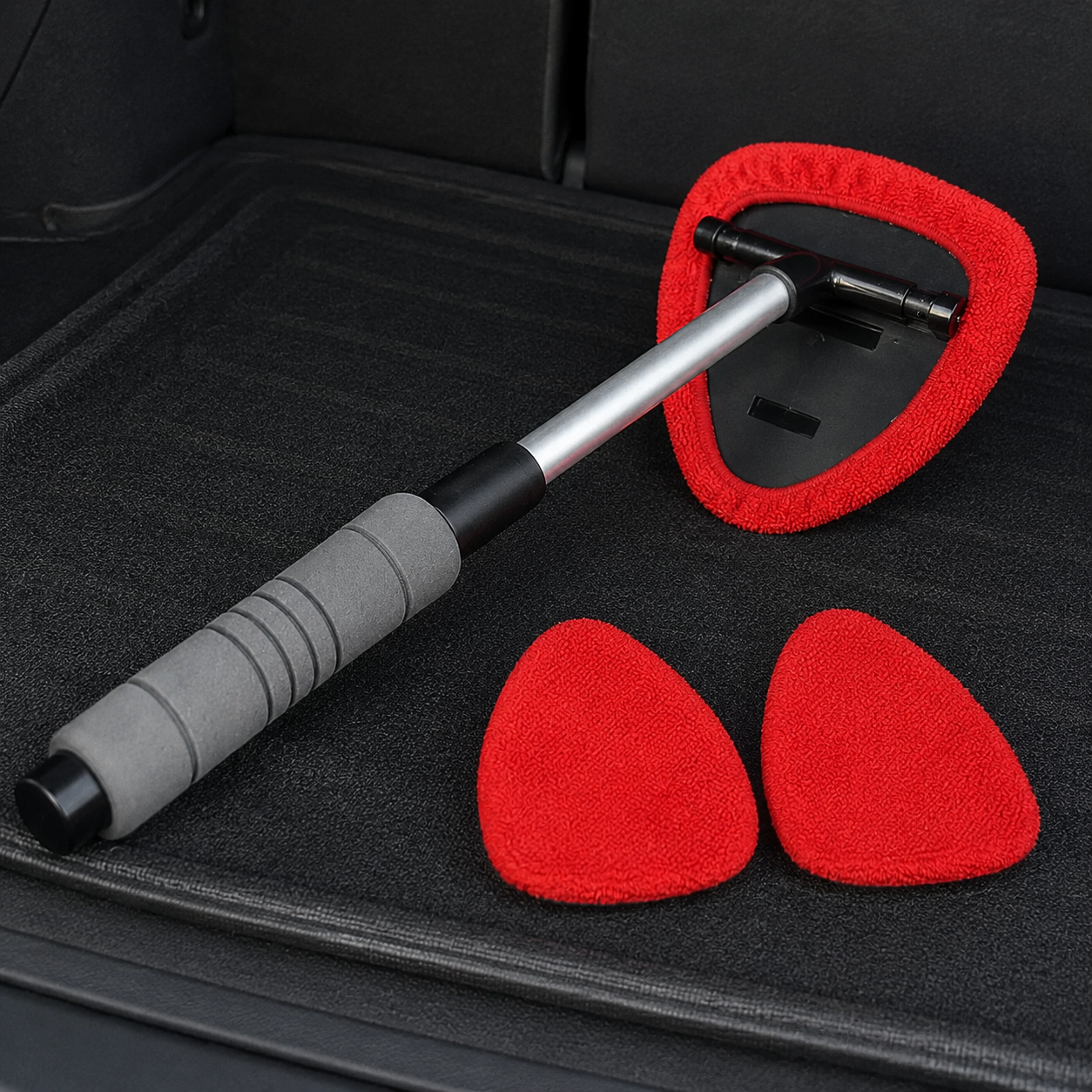 Windshield Cleaner Tool With 3 Reusable Microfiber Pads For Cars