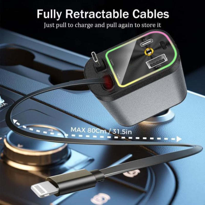4 In 1 Retractable Car Charger For Multiple Devices-Wireless Car Play Tech