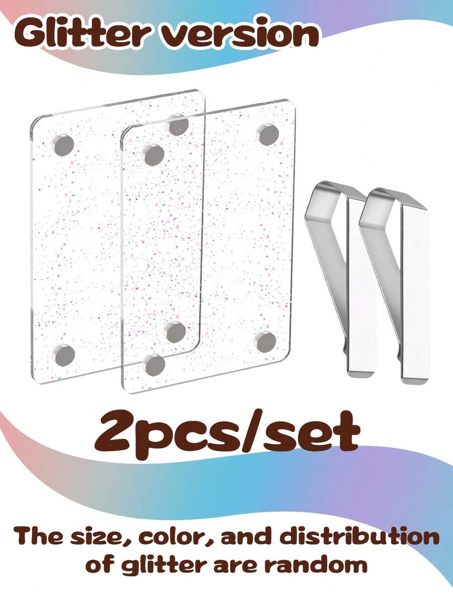 New Car Sun Visor Magnetic Photo Clip, Universal Acrylic Fridge Magnet Transparent Magnetic Instant Photo Frame, Car Sun Visor Photo Frame Clip, Personalized DIY Car Interior Decoration Photo Frame, Couple Gift, Pet Family Memorial Photo Frame Clip - Glitter - View 9