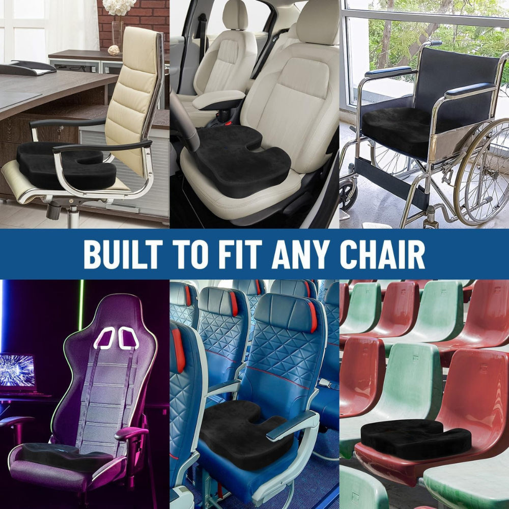 Memory Foam Seat Cushion For Car Desk Travel Support-Wireless Car Play Tech