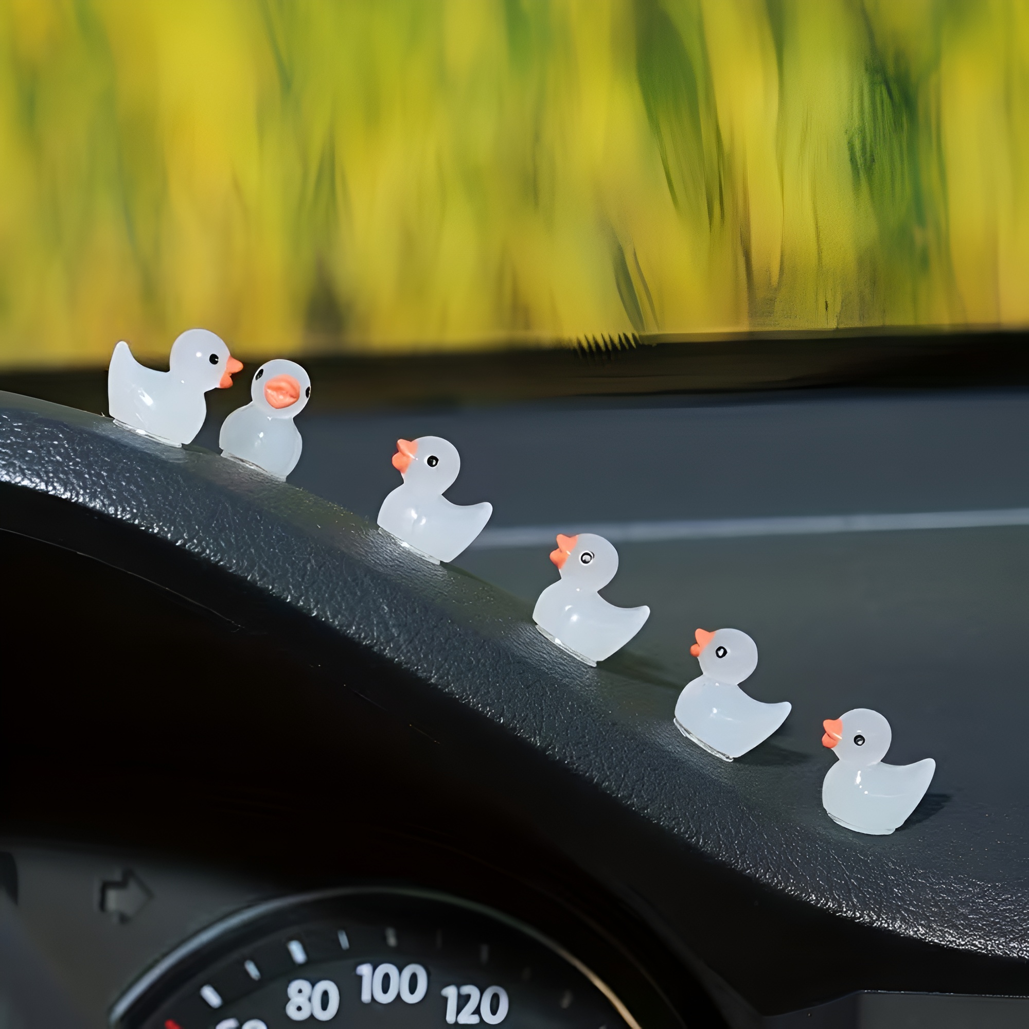 6 Piece Of Glow In Dark Duck Car Interior Dashboard Decoration Set