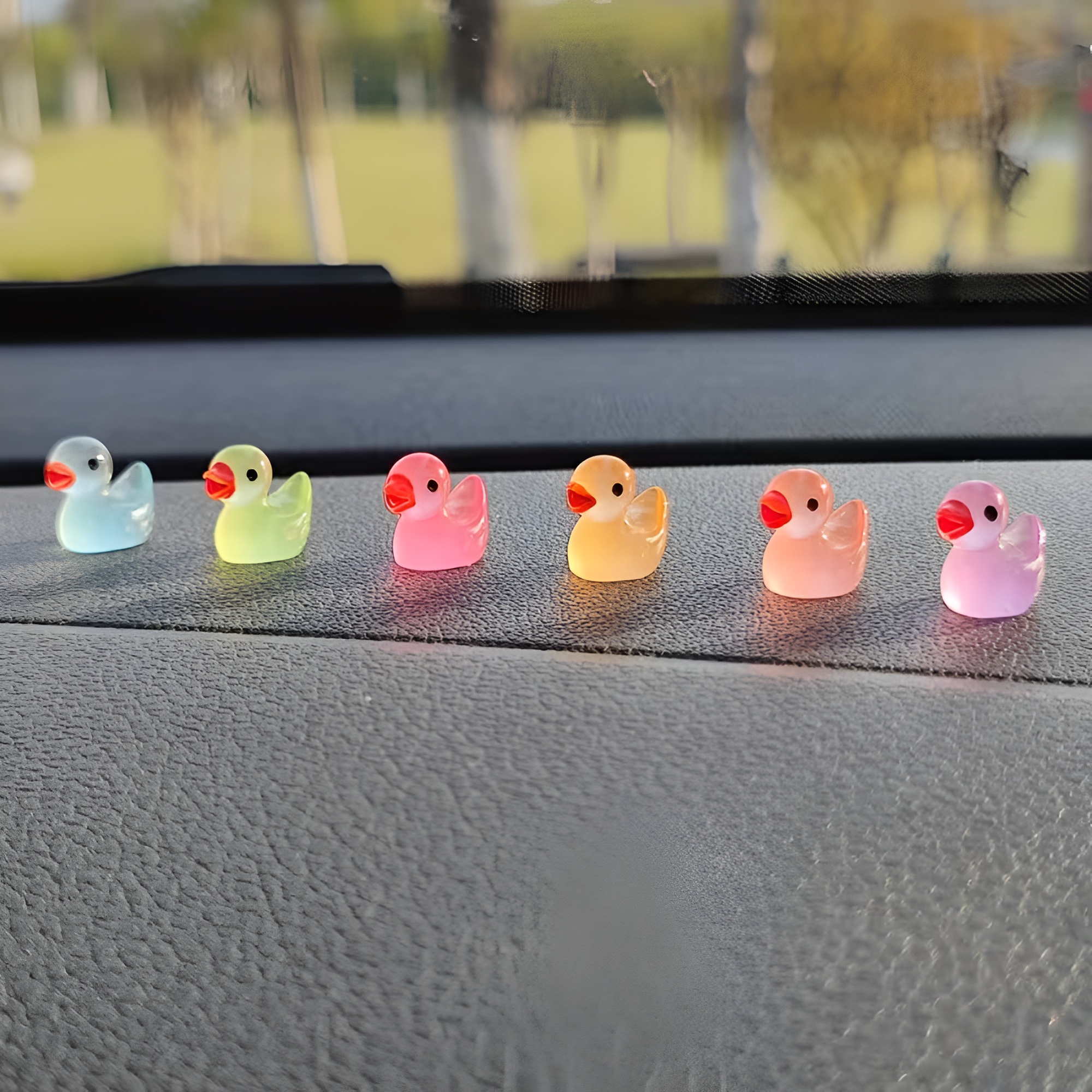 6 Piece Of Glow In Dark Duck Car Interior Dashboard Decoration Set