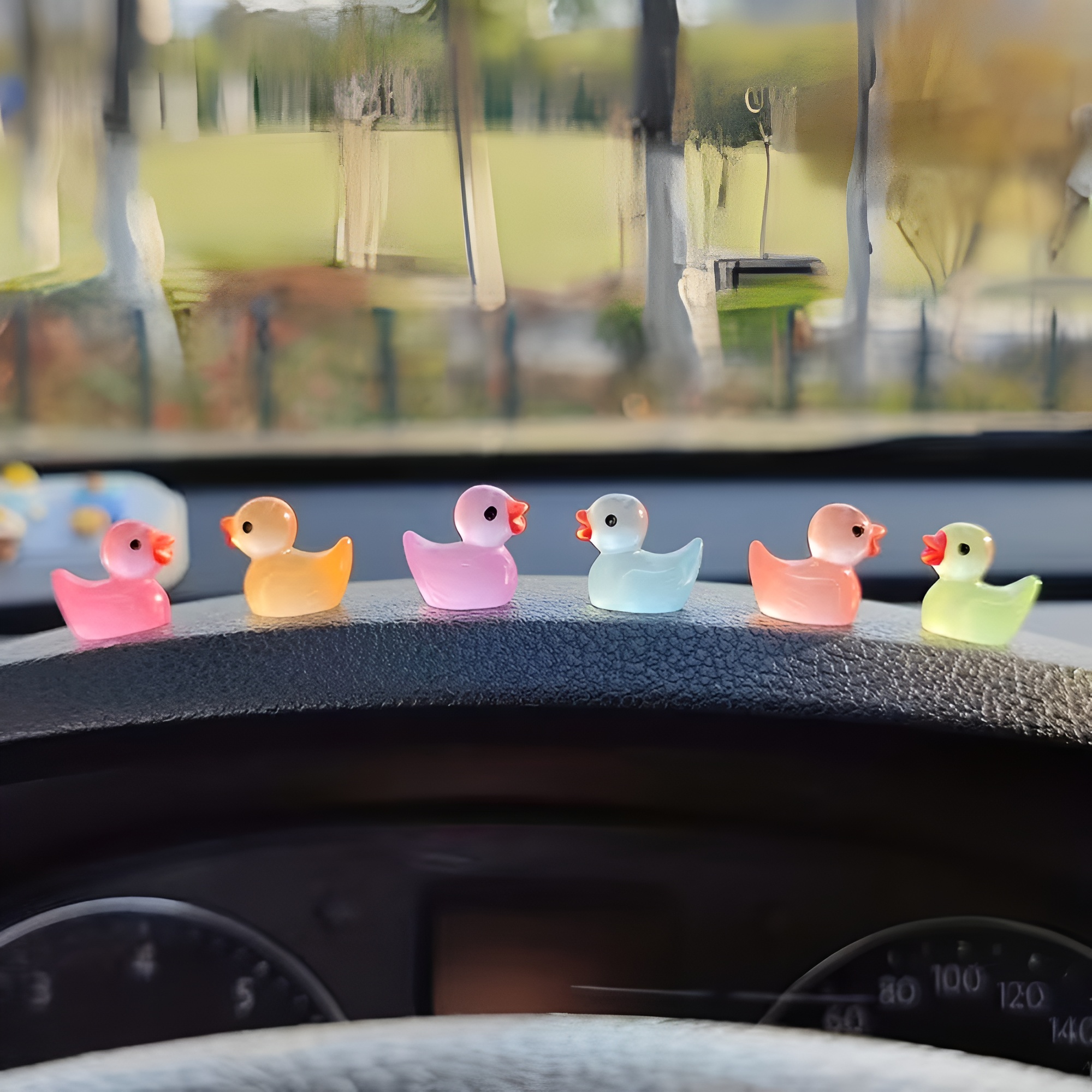 6 Piece Of Glow In Dark Duck Car Interior Dashboard Decoration Set